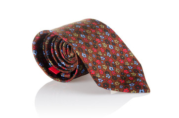 Elegant silk male tie ( necktie ) on white