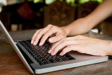education, computer and hands