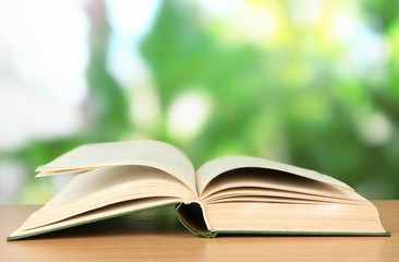 Opened book on bright background