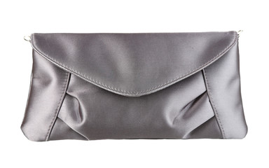 Luxury grey clutch bag isolated on white