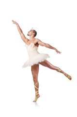 Fototapeta premium Muscular ballet performer in funny concept