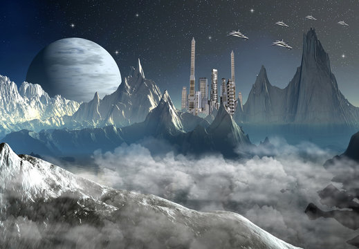 Alien Planet With Buildings