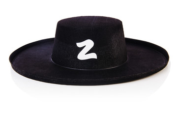 Black sombrero hat isolated on the white