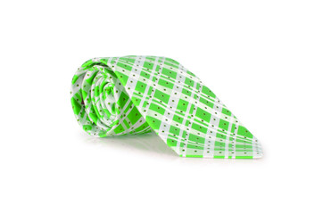 Elegant silk male tie ( necktie ) on white