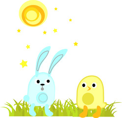 chick and rabbit