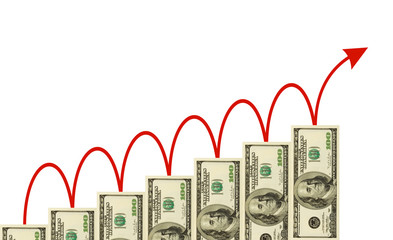 Money staircase and arrow