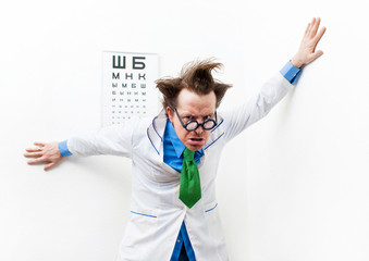 Naklejka premium Crazy optometrist