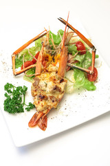 Baked crayfish on dish