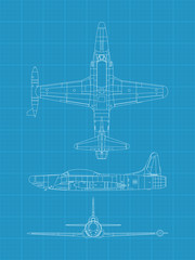 high detailed vector illustration of old military airplane