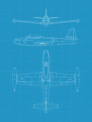 High detailed vector illustration of old military airplane
