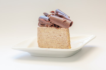 Chocolate on white dish