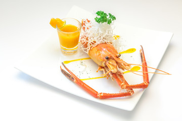 Baked crayfish on dish