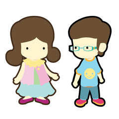 Cute boy and girl in casual style cloth fashion