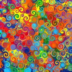 Abstract art rainbow circles twirl colorful pattern background