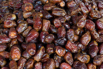 Dried date fruits with sugar , Close Up