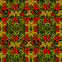 Khokhloma Seamless pattern background