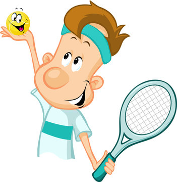 tennis player holding a tennis ball and racket