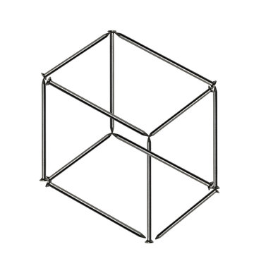 Impossible cube of nails isolated on white background