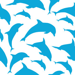 vector seamless pattern with dolphins