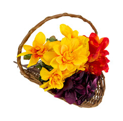 Basket of artificial flowers