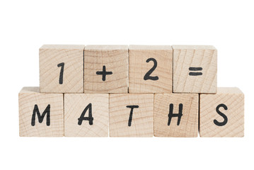 Maths Sum With Wooden Blocks.