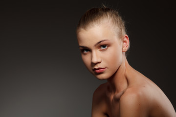 Portrait of beautiful female blond model