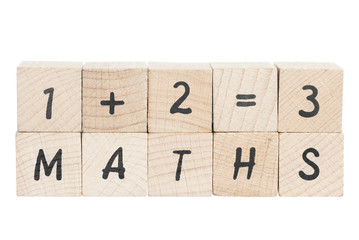 Maths Sum With Wooden Blocks.