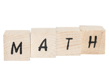 Math Written With Wooden Blocks.