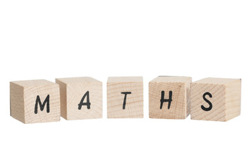 Maths Written With Wooden Blocks.