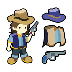 Obraz premium Cute cartoon cowboy with costumes