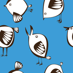 vector seamless white birds pattern
