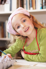 Cute Litte Girl Painting Happily