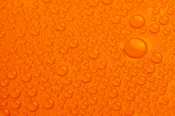 Water drops on orange background