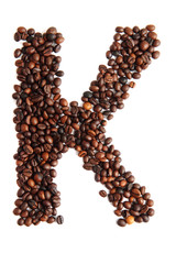 K - alphabet from coffee beans