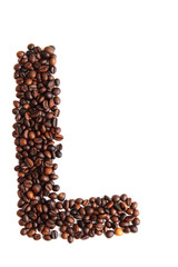 L - alphabet from coffee beans