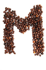 M - alphabet from coffee beans