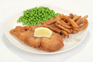 Fried fish with slice of lemon