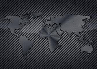 Cool carbon map of the world on the carbon background © Vadimsadovski