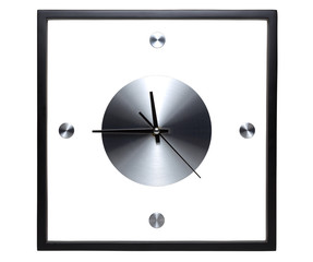 black wall clock isolated on white