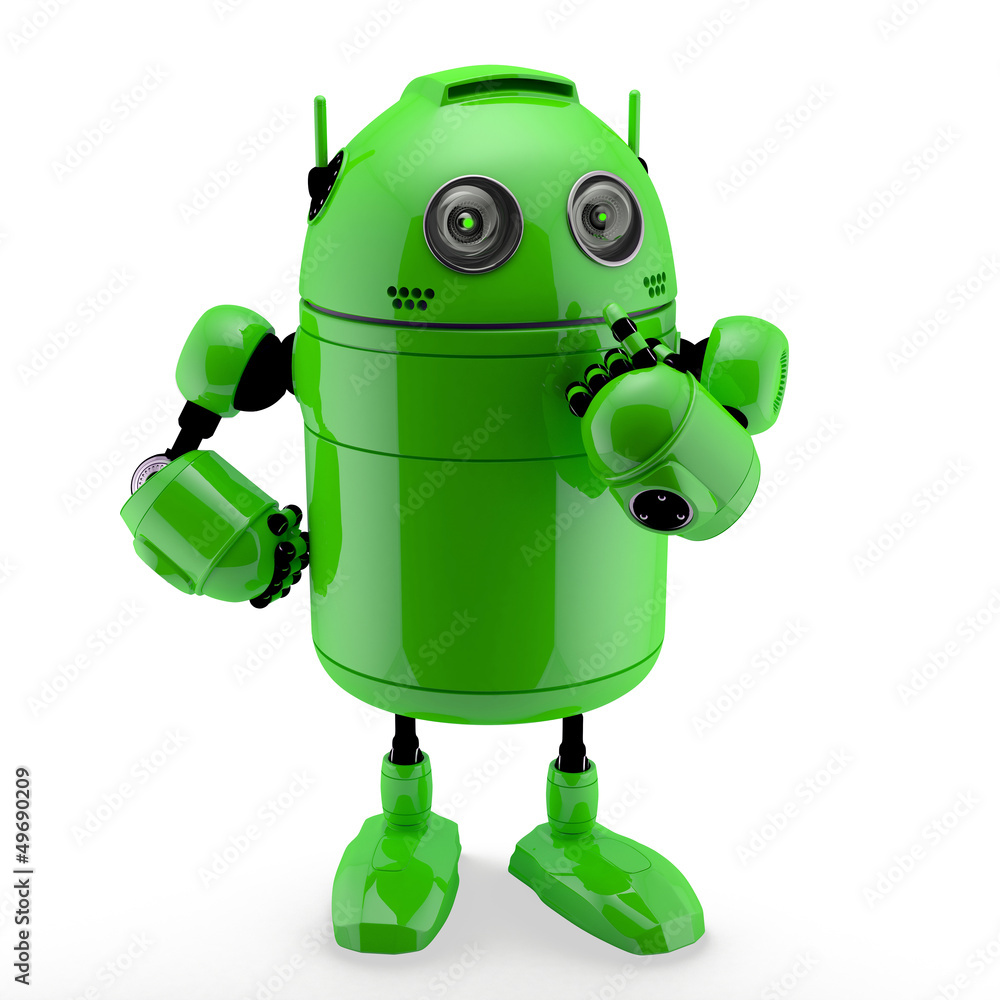 Poster side view of a thinking android
