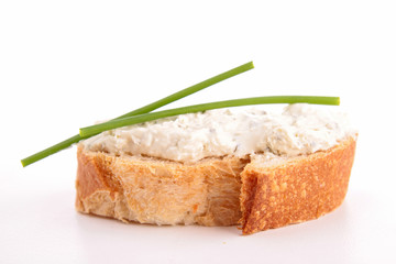 isolated bread with cheese and chives