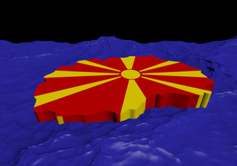 Macedonia map flag in abstract ocean illustration