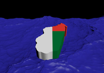Madagascar map flag in abstract ocean illustration