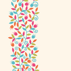 Raster Colorful Branches Vertical Seamless Pattern Background