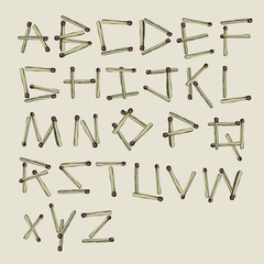 Matchsticks alphabet. Vector, EPS8