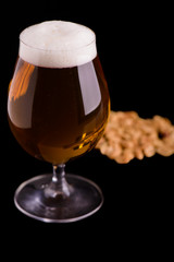 Beer on black background
