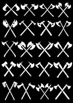 Crossed Axes Set in Black Background