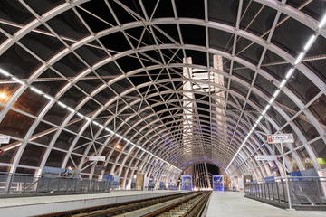 View of large modern tram station - obrazy, fototapety, plakaty