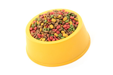 Dog bowl with food