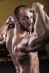 Plakat Muskularne Men flexing mięśnie w siłowni